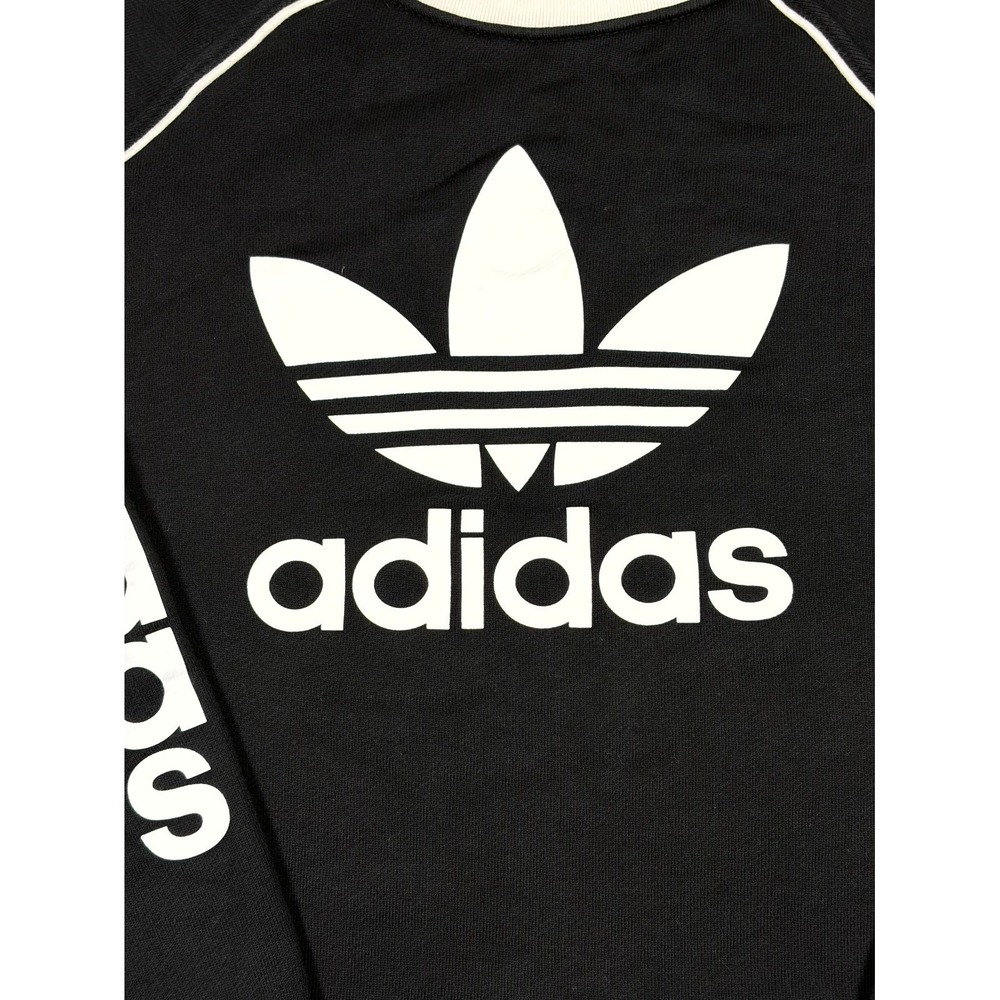 Adidas Cropped Sweatshirt Womens Medium Black French Terry Lined Raglan Sleeve - Picture 5 of 8